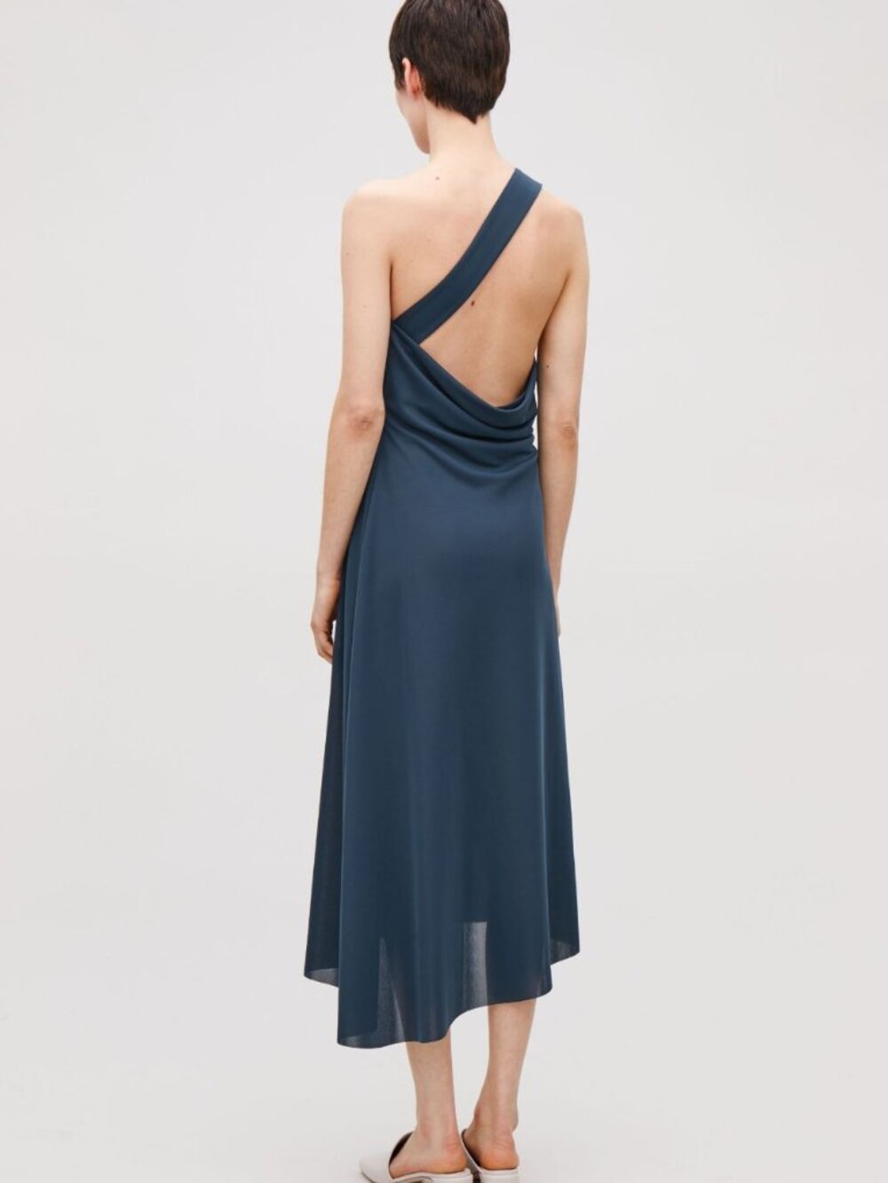 COS NWT Elegant Navy Blue One-Shoulder Dress Size S